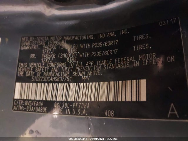 Toyota Sienna L 7 Passenger 2017 5TDZZ3DC4HS837751 Image 9