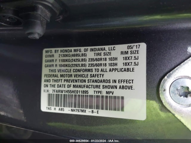 Honda CR-V EX 2017 7FARW1H55HE011895 Image 9