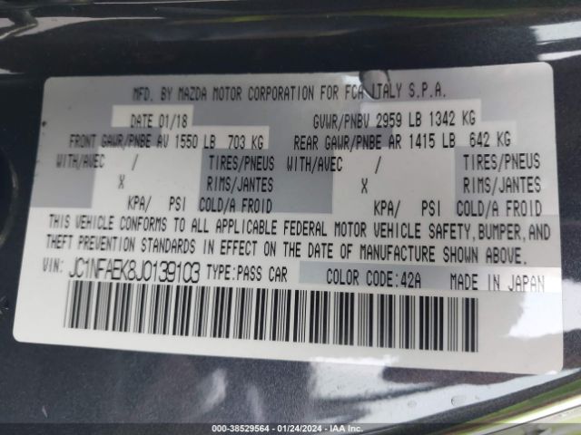 2018 FIAT 124 SPIDER JC1NFAEK8J0139103 Photo 8