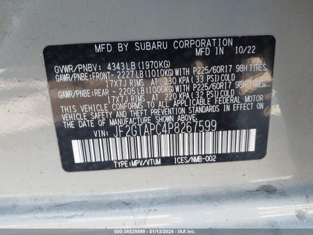 Subaru Crosstrek Premium 2023 JF2GTAPC4P8267599 Image 9
