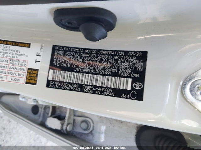 2020 TOYOTA PRIUS XLE AWD-E VIN: JTDL9RFUXL3021491