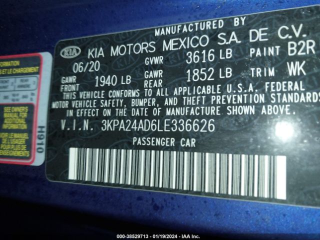 3KPA24AD6LE336626 KIA RIO S
