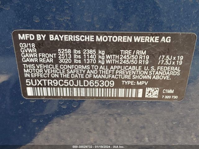 5UXTR9C50JLD65309 BMW X3 Xdrive30i
