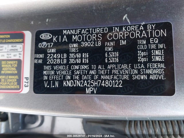 KIA Soul 2017 KNDJN2A25H7480122 Image 9