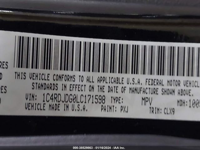 1C4RDJDG0LC171598 Dodge Durango Gt Plus Awd