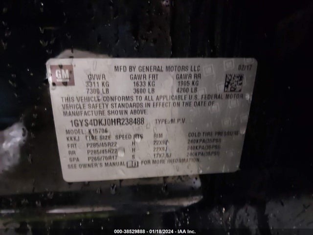1GYS4DKJ0HR238488 Cadillac Escalade Platinum