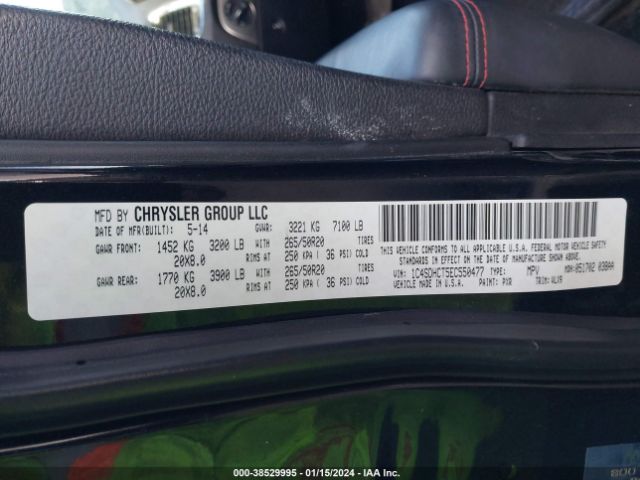 1C4SDHCT5EC550477 Dodge Durango R/t