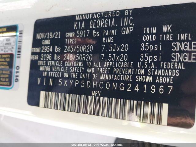 5XYP5DHC0NG241967 KIA Telluride Sx