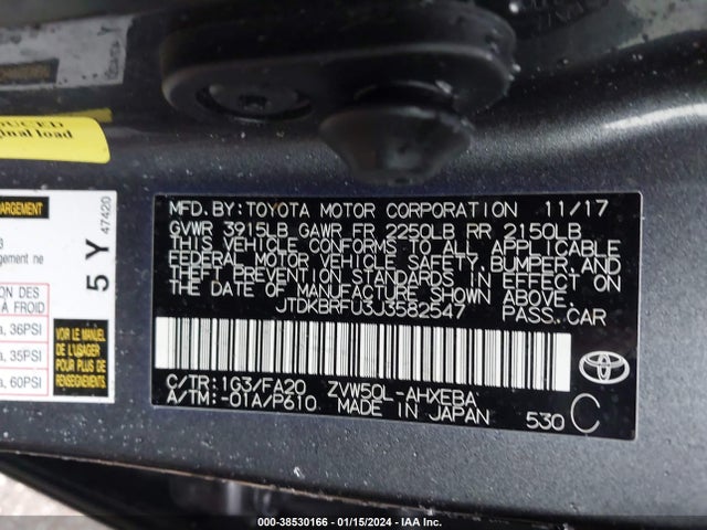 Toyota Prius Two 2018 JTDKBRFU3J3582547 Image 9