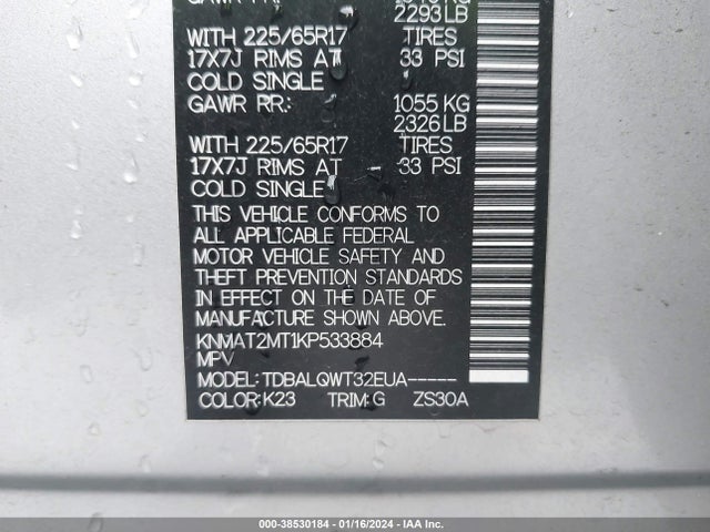 Nissan ROGUE SV 2019 KNMAT2MT1KP533884 Image 9