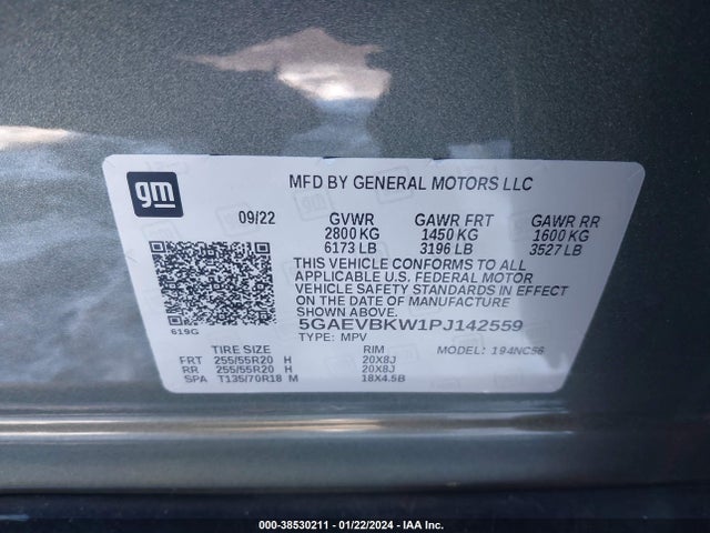 5GAEVBKW1PJ142559 Buick Enclave Premium Awd
