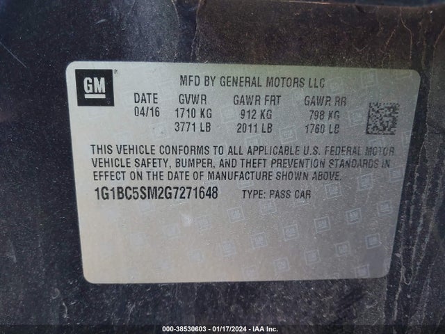 Chevrolet Cruze Ls Auto 2016 1G1BC5SM2G7271648 Image 9
