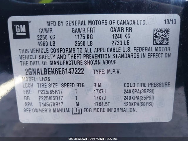 Chevrolet EQUINOX 1LT 2014 2GNALBEK6E6147222 Image 9