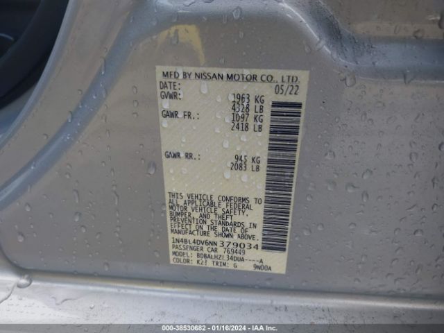 1N4BL4DV6NN379034 Nissan Altima Sv Fwd