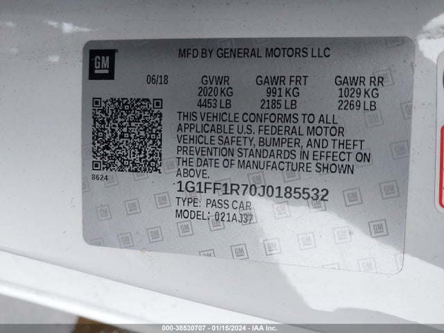 Chevrolet Camaro 1ss 2018 1G1FF1R70J0185532 Image 9