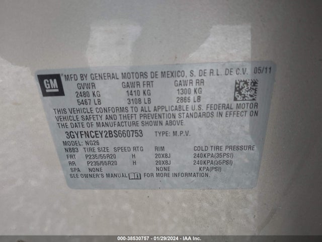 2011 CADILLAC SRX 3GYFNCEY2BS660753 Photo 8