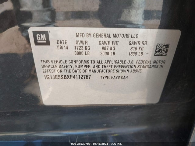 Chevrolet Sonic Ltz Auto 2015 1G1JE5SBXF4112767 Image 9