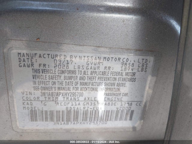 Nissan SENTRA SR 2017 3N1AB7APXHY295700 Image 9