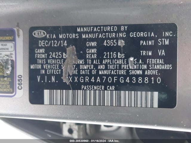 KIA OPTIMA SX 2015 5XXGR4A70FG438810 Image 9