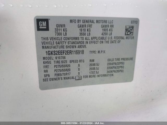 1GKS2EEF2ER116918 GMC YUKON DENALI