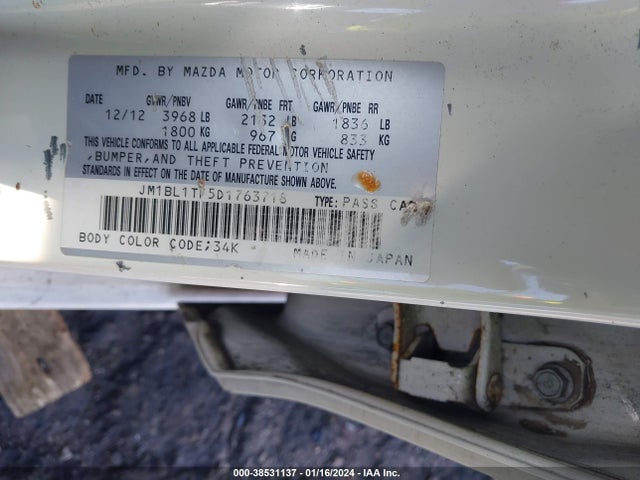 2013 MAZDA MAZDA3 I SV VIN: JM1BL1TF5D1763718