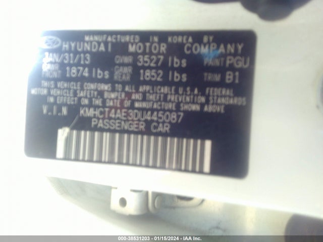 2013 HYUNDAI ACCENT GLS VIN: KMHCT4AE3DU445087