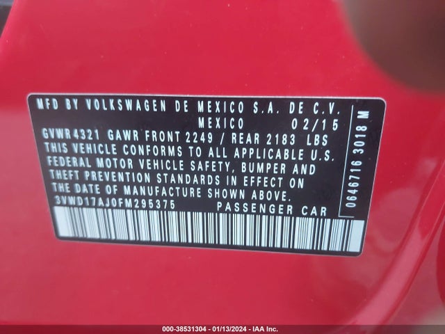 3VWD17AJ0FM295375 Volkswagen Jetta 1.8t Se
