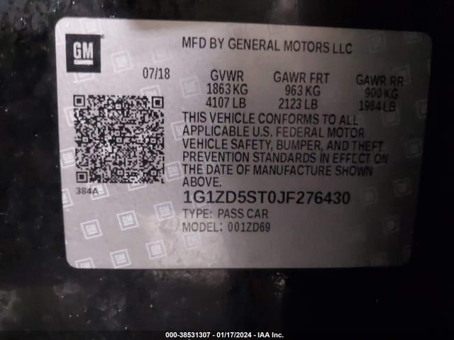 Chevrolet MALIBU LT 2018 1G1ZD5ST0JF276430 Image 9