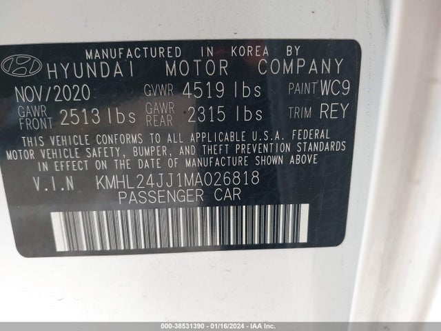 Hyundai Sonata Blue 2021 KMHL24JJ1MA026818 Image 9