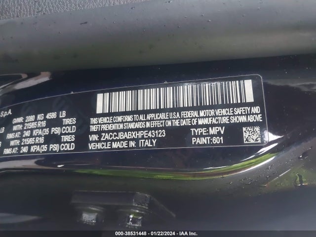 ZACCJBABXHPE43123 Jeep Renegade Sport 4x4