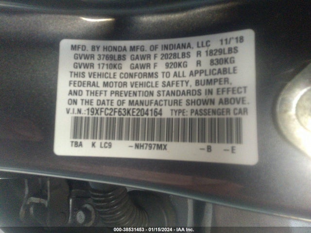 Honda k20c2 2019 19XFC2F63KE204164 Image 28
