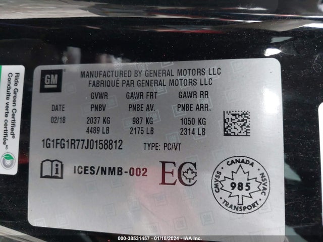 Chevrolet CAMARO 2SS 2018 1G1FG1R77J0158812 Image 9
