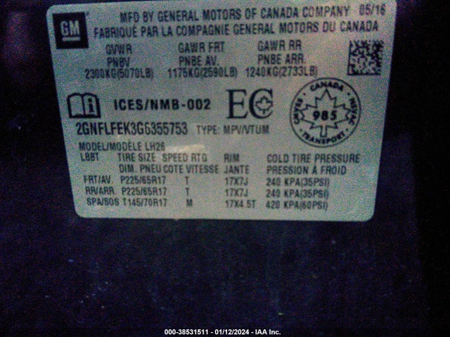 Chevrolet EQUINOX LT 2016 2GNFLFEK3G6355753 Image 9