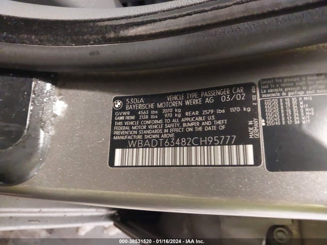 2002 BMW 5 SERIES WBADT63482CH95777 Photo 8