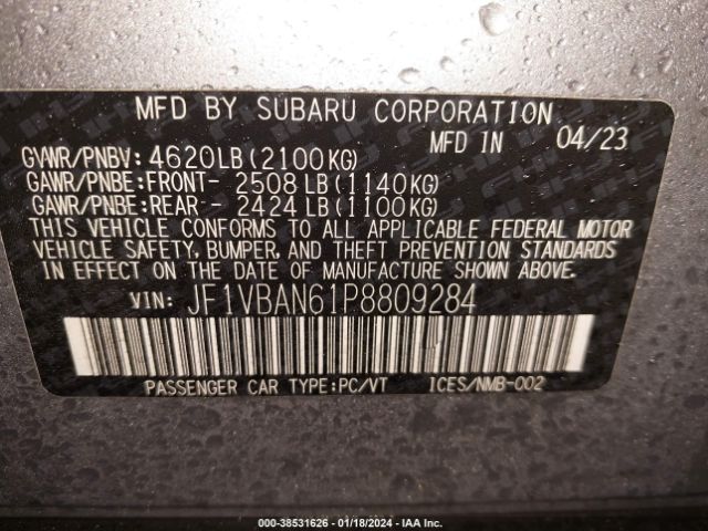 JF1VBAN61P8809284 Subaru Wrx Limited