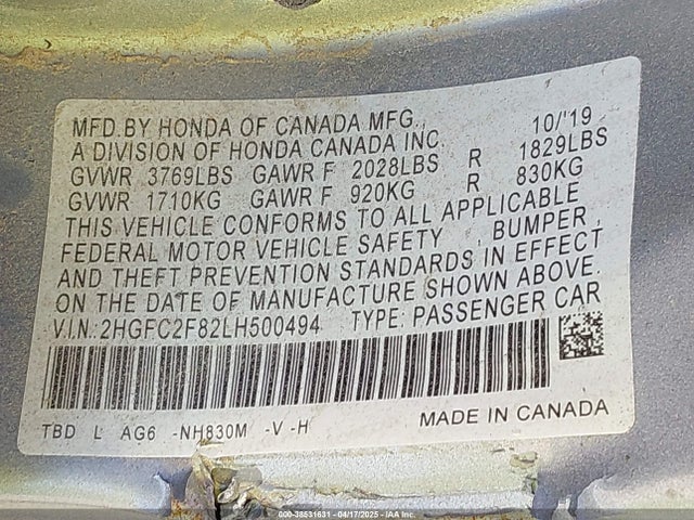 Honda Civic Sport 2020 2HGFC2F82LH500494 Image 9