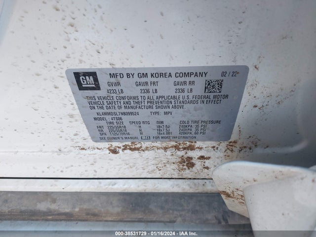 KL4MMDSL7NB099524 Buick Encore Gx Fwd Select