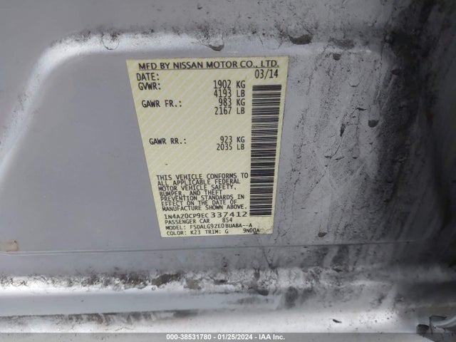Nissan Leaf Sl 2014 1N4AZ0CP9EC337412 Image 9