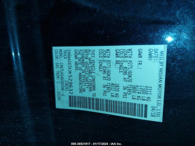 Nissan Titan Sl 2018 1N6AA1E5XJN529632 Image 9
