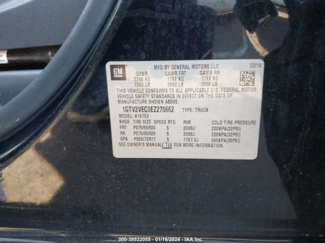 1GTV2VEC0EZ275662 GMC Sierra 1500 Slt
