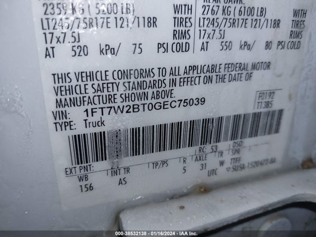 Ford F-250 Xl 2016 1FT7W2BT0GEC75039 Image 9