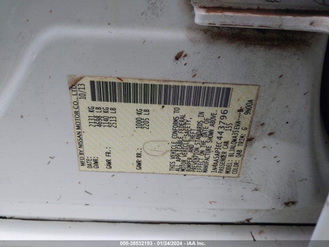 Nissan Maxima 3.5 S 2014 1N4AA5AP3EC443796 Image 9