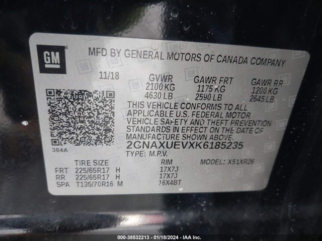 Chevrolet EQUINOX LT 2019 2GNAXUEVXK6185235 Image 9