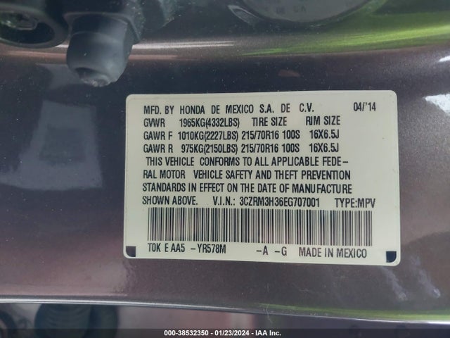 Honda CR-V LX 2014 3CZRM3H36EG707001 Image 9