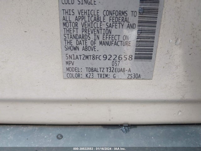 Nissan ROGUE SV 2015 5N1AT2MT8FC922658 Image 9
