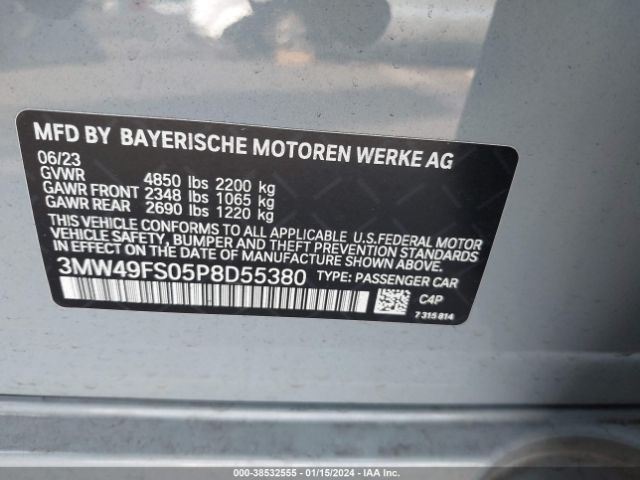 3MW49FS05P8D55380 BMW 3 Series M340i
