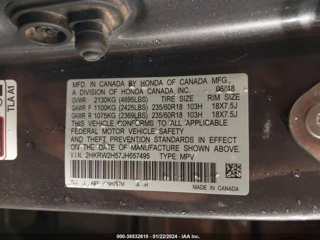 Honda CR-V EX 2018 2HKRW2H57JH657495 Image 9
