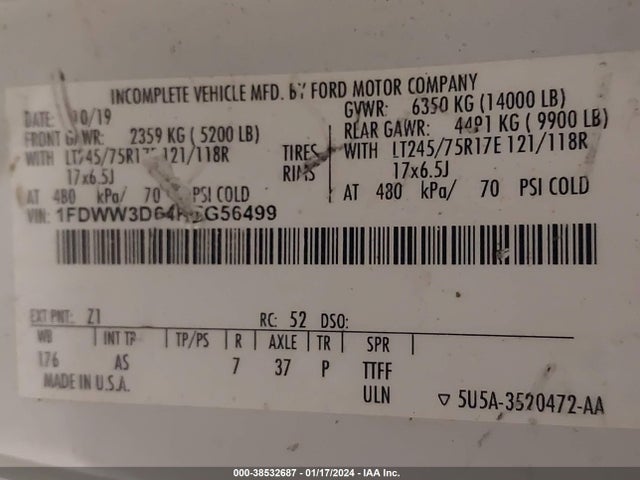 Продажа на аукционе авто 2019 Ford F-350 Super Duty, vin: 1FDWW3D64KEG56499, номер лота: 38532687
