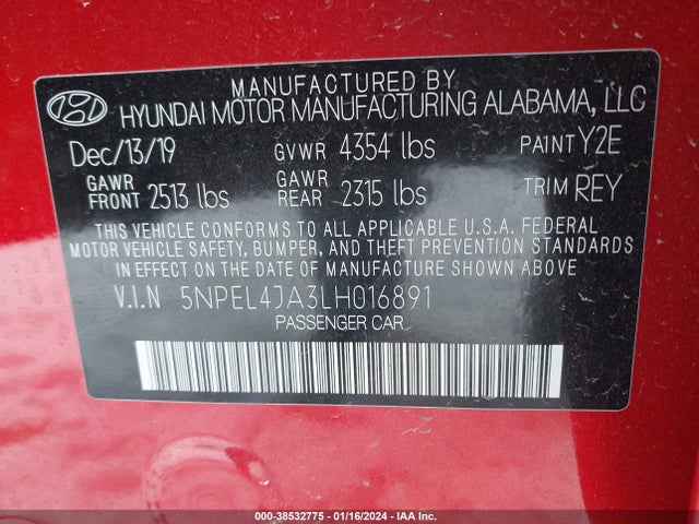 Hyundai SONATA SEL 2020 5NPEL4JA3LH016891 Image 9