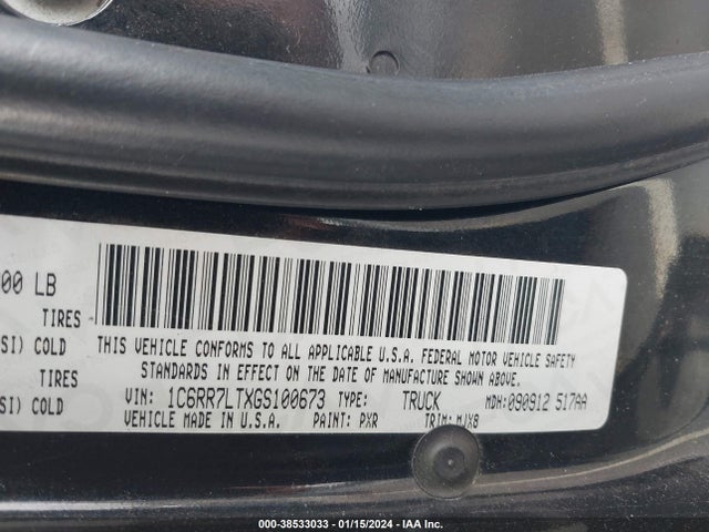 RAM 1500 Big Horn 2016 1C6RR7LTXGS100673 Image 9